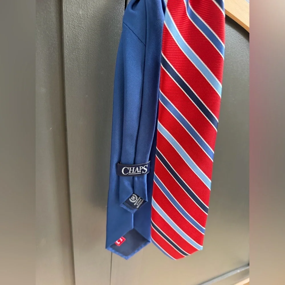 Chaps | set of 2 Ties | Res Stripe and solid clip on | NWT